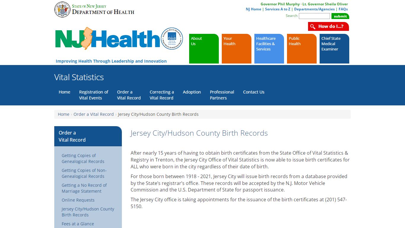 Department of Health | Vital Statistics | Jersey City/Hudson County ...