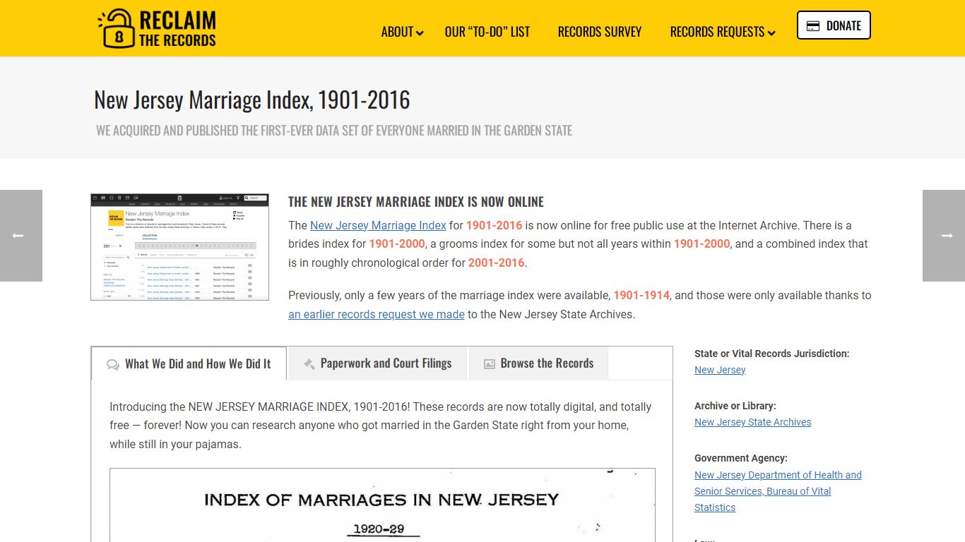 New Jersey Marriage Index, 1901-2016 - Reclaim The Records